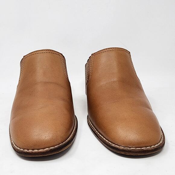Madewell Mules Women 10 Carey Cognac Brown Leather Slip On Stacked Heel AH759 - Picture 4 of 11